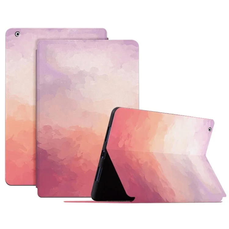 For iPad 2 / 3 / 4 9.7 inch Foldable Stand Tablet Case Watercolor Pattern PU Leather Auto Wake / Sleep Full Protection Cover - Pink