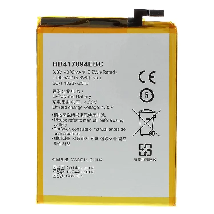 Per Huawei Ascend Mate7 3.8V 4000mah Li-ion Polymer Sostituzione Della Batteria (encode: HB417094EBC) (senza Logo)