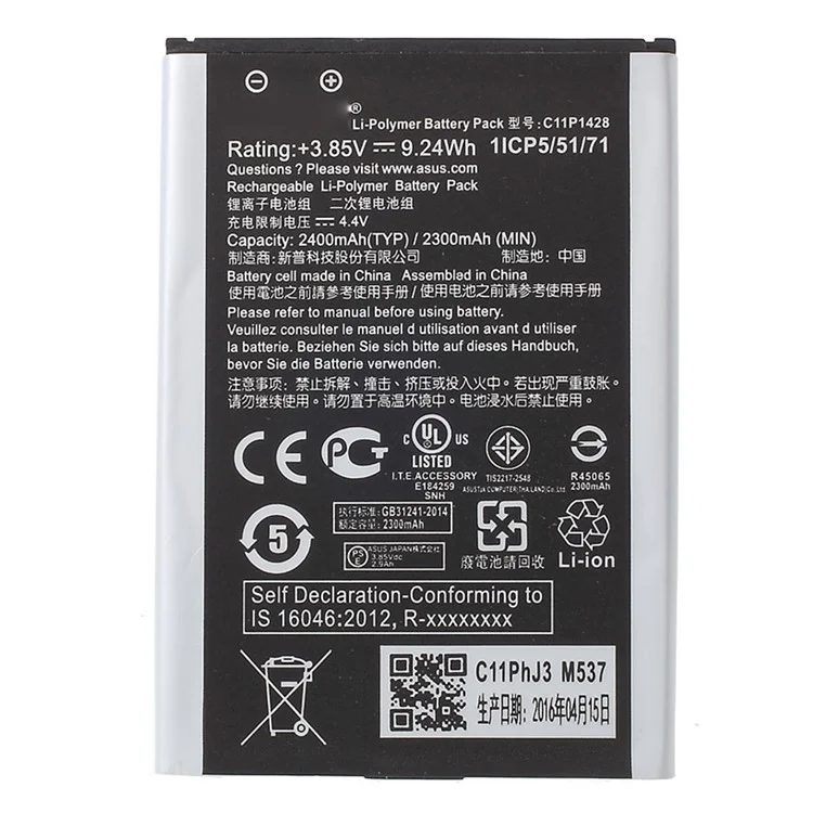 Per Asus Zenfone 2 Laser ZE550KL da 5,5 Pollici da 5,85 v 2300 Mah Parte di Sostituzione Della Batteria Agli Ioni di Litio (encode: C11P1428) (senza Logo)