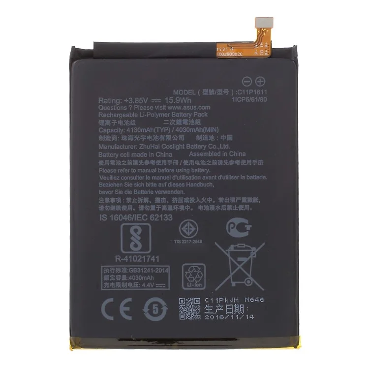 Para Asus Zenfone 3 Max ZC520TL 3.85V 4030mAh Batería de Polímero de Iones de Litio (codificar: C11P1611) (sin Logotipo)