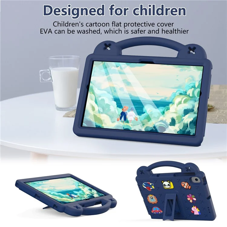 For Samsung Galaxy Tab A8 10.5 (2021) / (2022) Portable EVA Case Shockproof Tablet Cover Anti-Scratch Case with Kickstand - Navy Blue