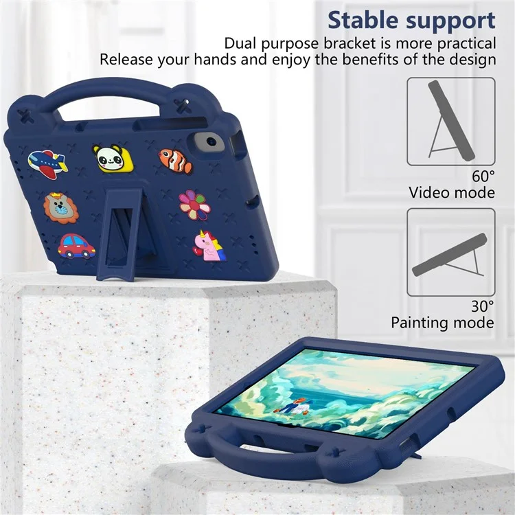 For Samsung Galaxy Tab A8 10.5 (2021) / (2022) Portable EVA Case Shockproof Tablet Cover Anti-Scratch Case with Kickstand - Navy Blue