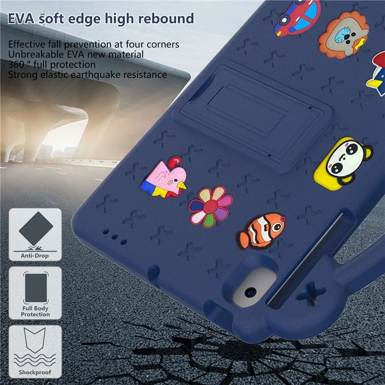 For Samsung Galaxy Tab A8 10.5 (2021) / (2022) Portable EVA Case Shockproof Tablet Cover Anti-Scratch Case with Kickstand - Navy Blue