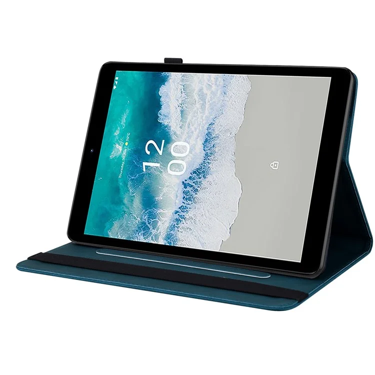 Pour le boîtier de tablette à motif fleur de papillon en cuir PU + TPU anti-rayures avec support de carte pour Nokia T10 - Bleu