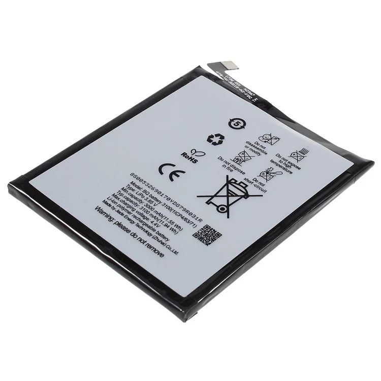 For BQ Aquaris V 3.85V 3000mAh Li-ion Polymer Battery Replacement Part (without Logo)