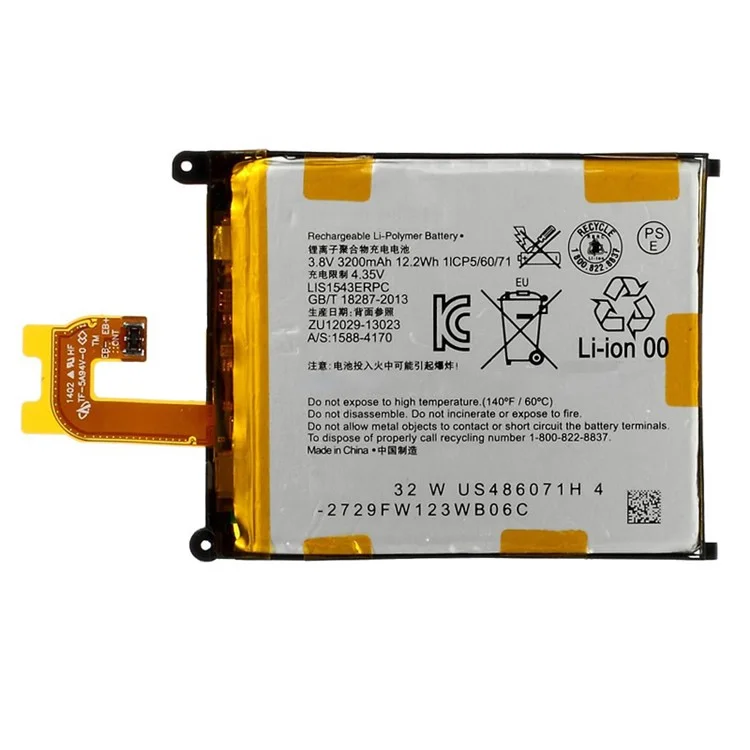 Para Sony Xperia Z2 3.80V 3200mAh Recargable Batería de Polímero de Litio (Codificación: LIS1543ERPC) (sin logotipo)
