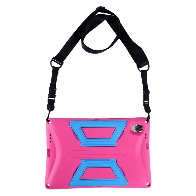 Для Lenovo Tab M10 Plus Kickstand Tablet Case Drop-proof EVA + PC Hand Grip Cover with Shoulder Strap - Rose / Blue