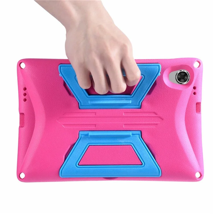 Для Lenovo Tab M10 Plus Kickstand Tablet Case Drop-proof EVA + PC Hand Grip Cover with Shoulder Strap - Rose / Blue