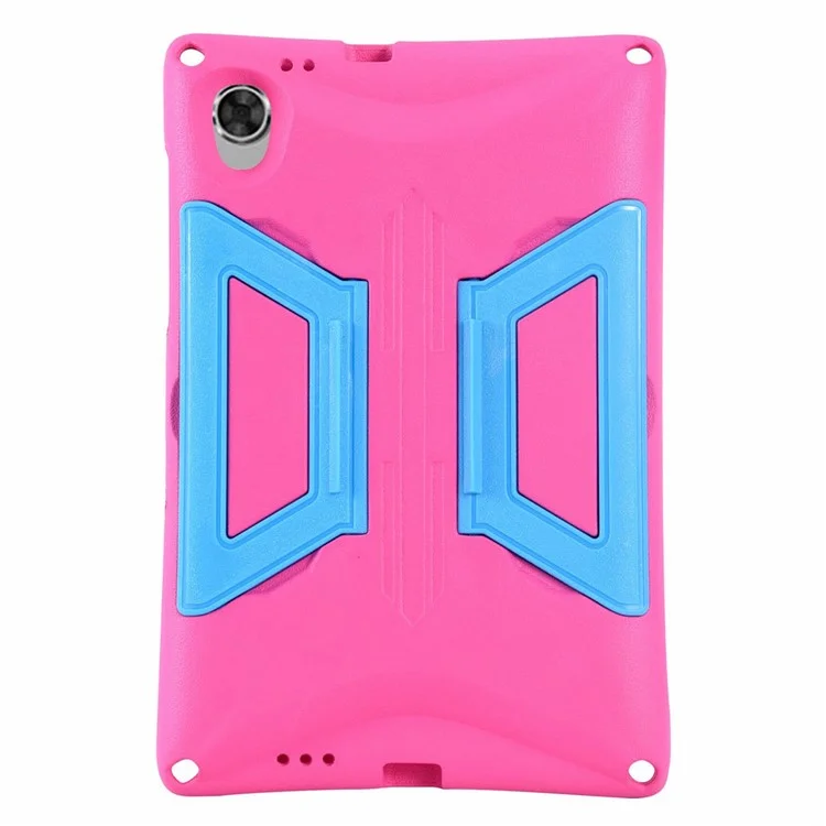 Для Lenovo Tab M10 Plus Kickstand Tablet Case Drop-proof EVA + PC Hand Grip Cover with Shoulder Strap - Rose / Blue