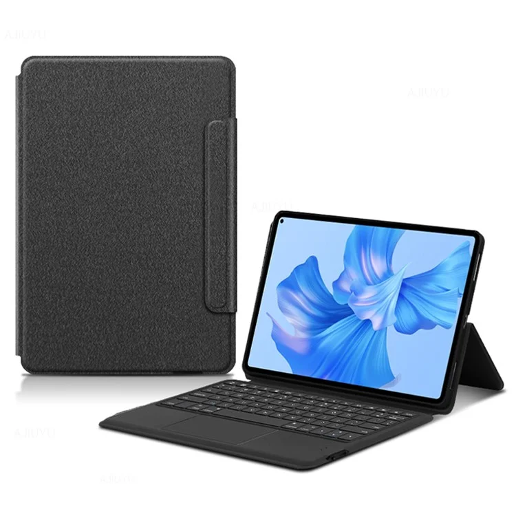 For Huawei MatePad Pro 11 (2022) Leather Case + Touchpad Bluetooth-compatible Keyboard with Backlit - Black