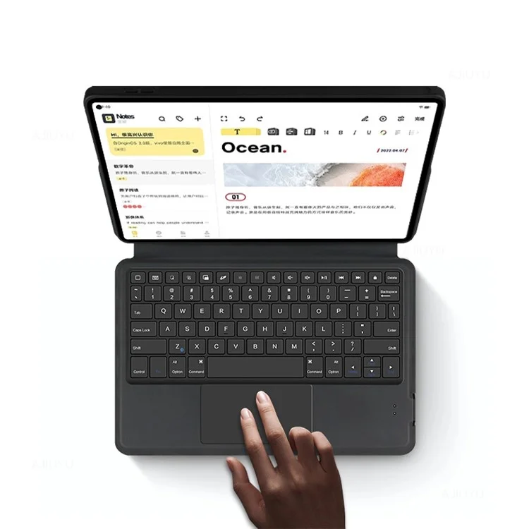 For Huawei MatePad Pro 11 (2022) Leather Case + Touchpad Bluetooth-compatible Keyboard with Backlit - Black