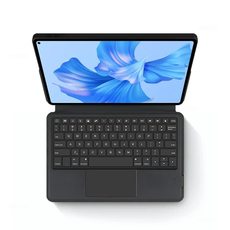 For Huawei MatePad Pro 11 (2022) Leather Case + Touchpad Bluetooth-compatible Keyboard with Backlit - Black