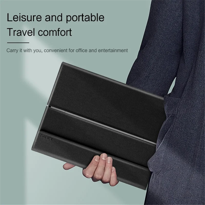 JIUYU for Huawei MatePad Pro 11 (2022) Detachable Bluetooth-compatible Keyboard with Hinge Stand Leather Case - Black