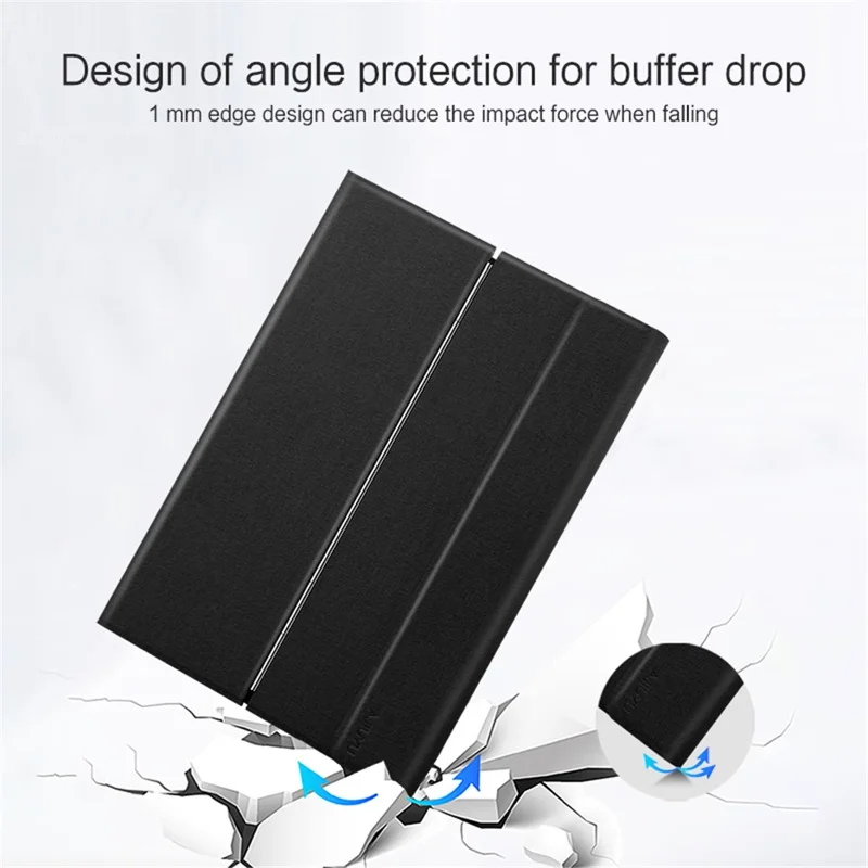 JIUYU for Huawei MatePad Pro 11 (2022) Detachable Bluetooth-compatible Keyboard with Hinge Stand Leather Case - Black