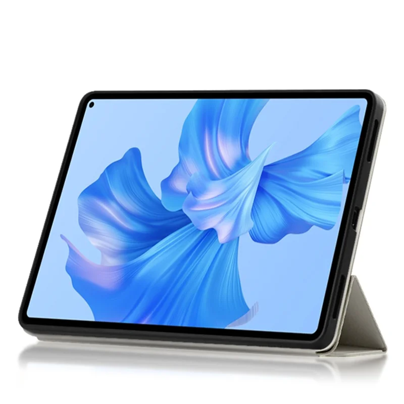 For Huawei MatePad Pro 11 (2022) Folio Flip Anti-fall Protective Cover TPU+PU Leather Skin-touch Tablet Case with Three-fold Stand - White