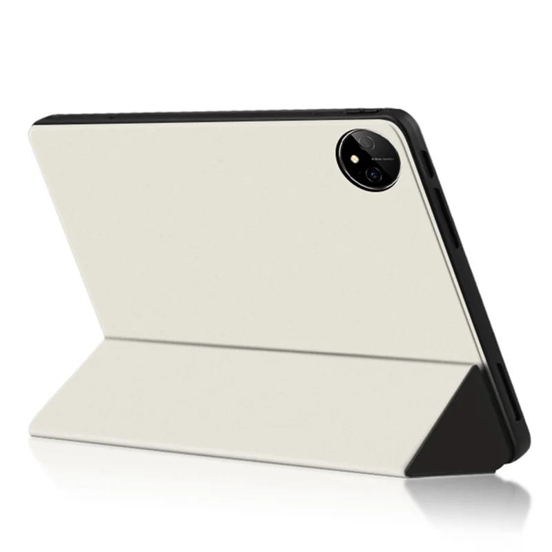 For Huawei MatePad Pro 11 (2022) Folio Flip Anti-fall Protective Cover TPU+PU Leather Skin-touch Tablet Case with Three-fold Stand - White