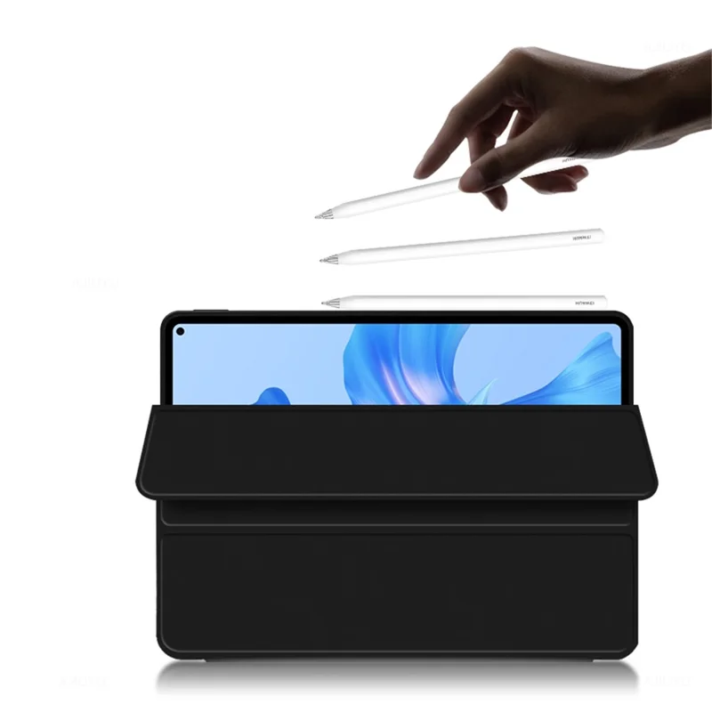 For Huawei MatePad Pro 11 (2022) Folio Flip Anti-fall Protective Cover TPU+PU Leather Skin-touch Tablet Case with Three-fold Stand - White