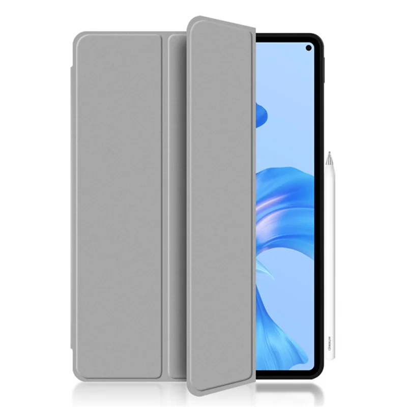 For Huawei MatePad Pro 11 (2022) Folio Flip Anti-fall Protective Cover TPU+PU Leather Skin-touch Tablet Case with Three-fold Stand - Grey