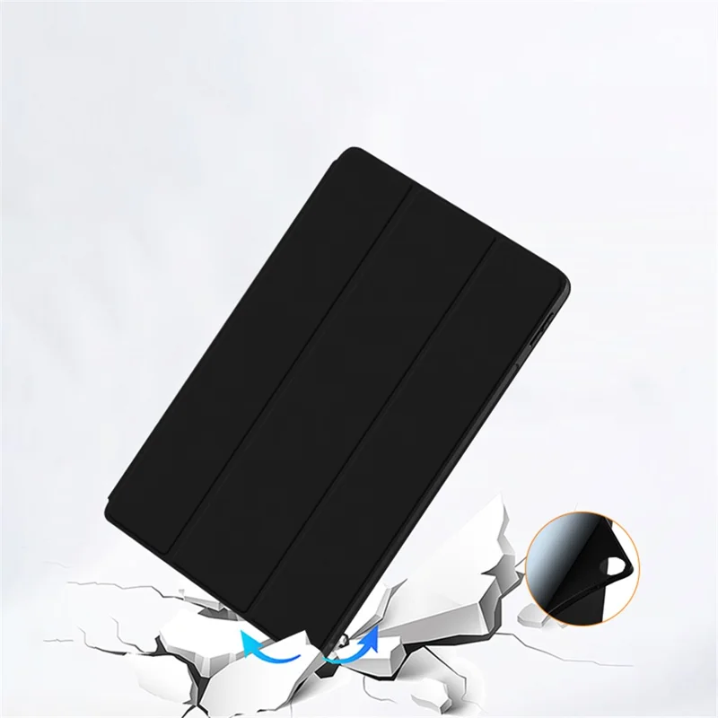 For Huawei MatePad Pro 11 (2022) Folio Flip Anti-fall Protective Cover TPU+PU Leather Skin-touch Tablet Case with Three-fold Stand - Grey