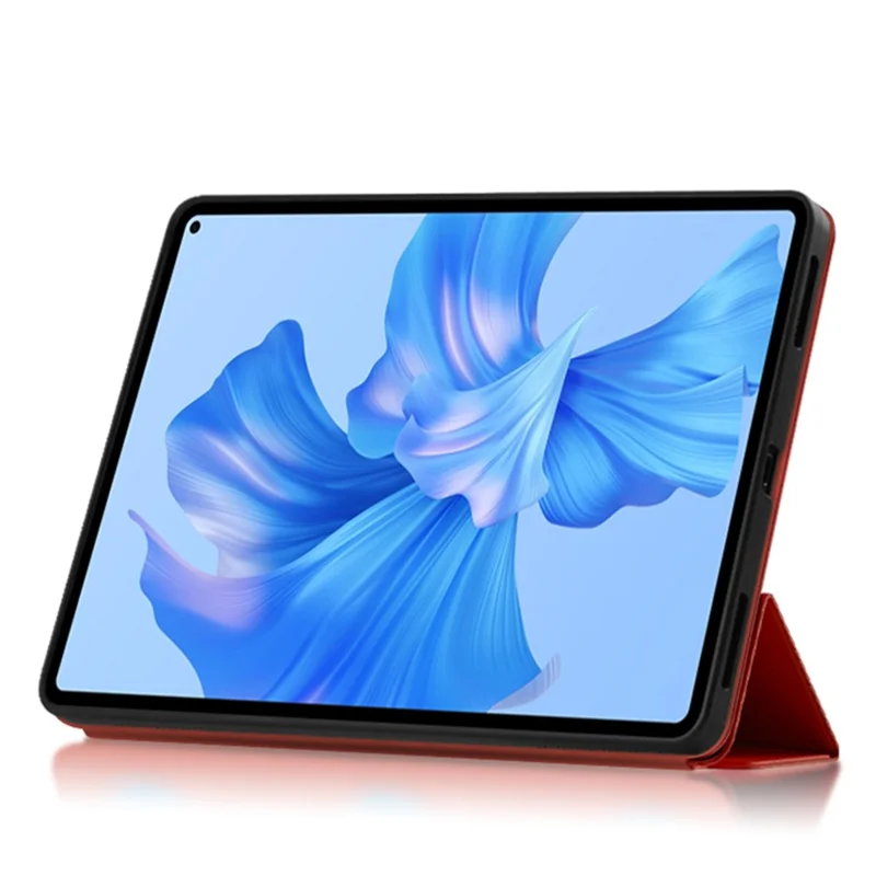 For Huawei MatePad Pro 11 (2022) Folio Flip Anti-fall Protective Cover TPU+PU Leather Skin-touch Tablet Case with Three-fold Stand - Red