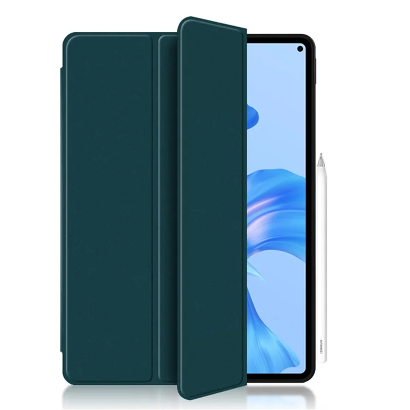 For Huawei MatePad Pro 11 (2022) Folio Flip Anti-fall Protective Cover TPU+PU Leather Skin-touch Tablet Case with Three-fold Stand - Green