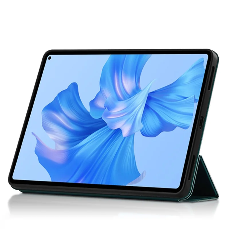 For Huawei MatePad Pro 11 (2022) Folio Flip Anti-fall Protective Cover TPU+PU Leather Skin-touch Tablet Case with Three-fold Stand - Green