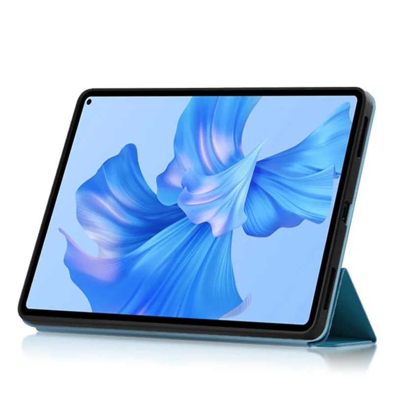 For Huawei MatePad Pro 11 (2022) Folio Flip Anti-fall Protective Cover TPU+PU Leather Skin-touch Tablet Case with Three-fold Stand - Blue