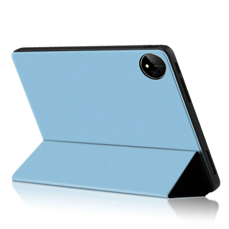 For Huawei MatePad Pro 11 (2022) Folio Flip Anti-fall Protective Cover TPU+PU Leather Skin-touch Tablet Case with Three-fold Stand - Blue