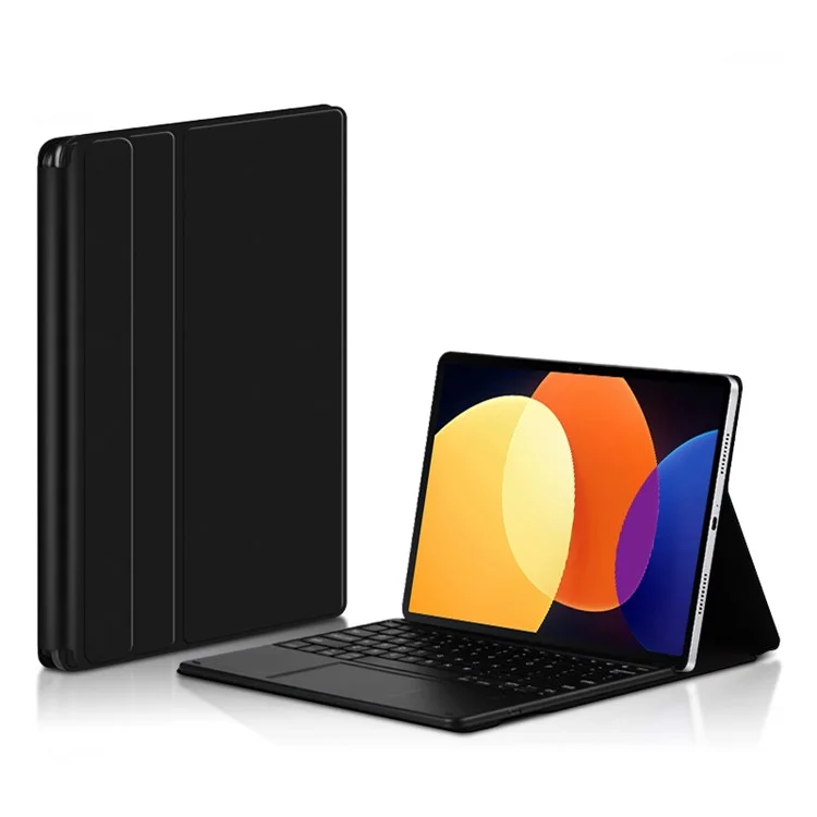 For Xiaomi Pad 5 Pro Magnetic Bluetooth-compatible Keyboard + PU Leather Protective Cover Anti-Fall Wireless Keyboard Case - Black