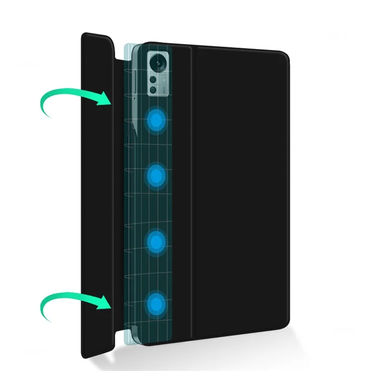 For Xiaomi Pad 5 Pro Magnetic Bluetooth-compatible Keyboard + PU Leather Protective Cover Anti-Fall Wireless Keyboard Case - Black