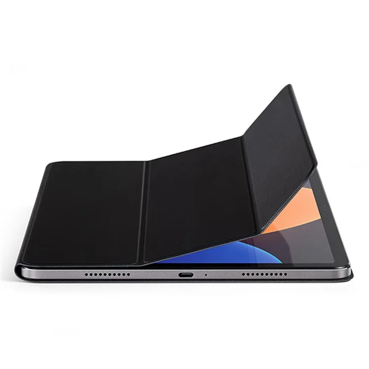 Per Xiaomi Pad 5 Pro 12.4 (2022) Copertura Per Flip di Folio Per la Pelle PU pe Interno Attro Atto Anti-anti-antiso Caso - Nero