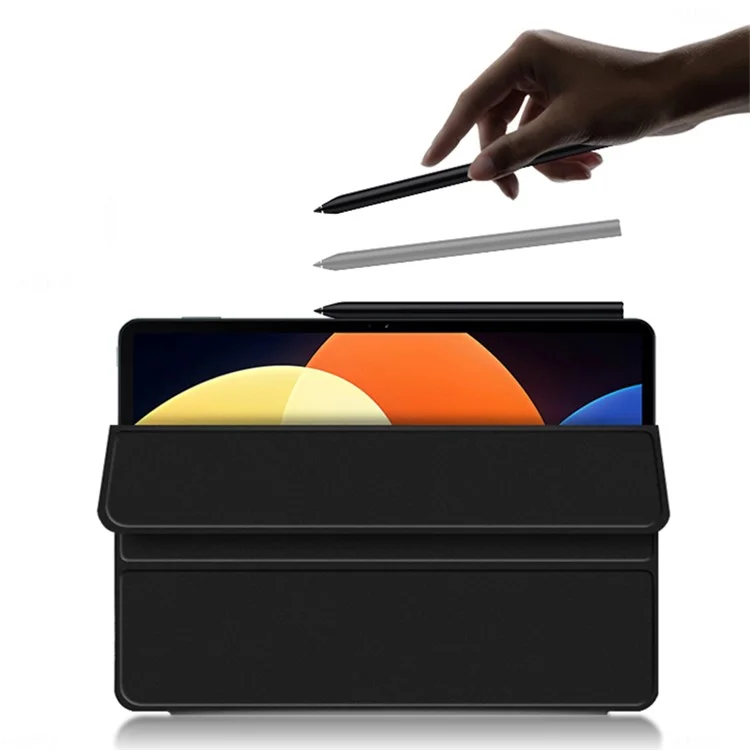 Per Xiaomi Pad 5 Pro 12.4 (2022) Copertura Per Flip di Folio Per la Pelle PU pe Interno Attro Atto Anti-anti-antiso Caso - Nero