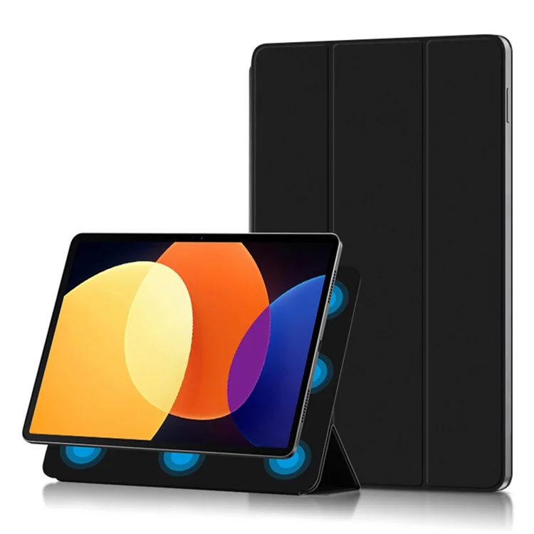 Per Xiaomi Pad 5 Pro 12.4 (2022) Copertura Per Flip di Folio Per la Pelle PU pe Interno Attro Atto Anti-anti-antiso Caso - Nero