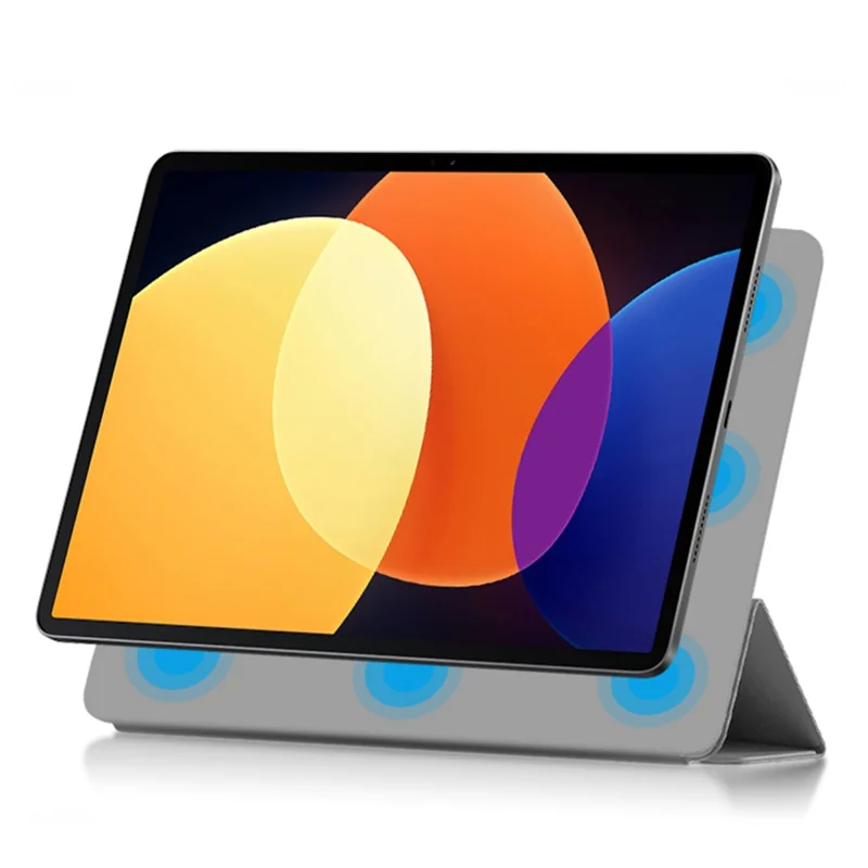 Para Xiaomi Pad 5 Pro 12.4 (2022) Capa de la Cubierta de Folio de la Piel PU Caja de Tableta Anti-ropa a Prueba de Choque Con Soporte de Tres Veces - Gris