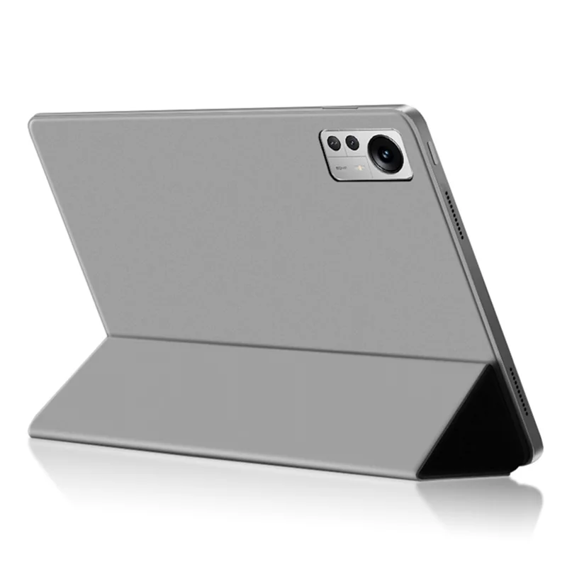 Para Xiaomi Pad 5 Pro 12.4 (2022) Capa de la Cubierta de Folio de la Piel PU Caja de Tableta Anti-ropa a Prueba de Choque Con Soporte de Tres Veces - Gris