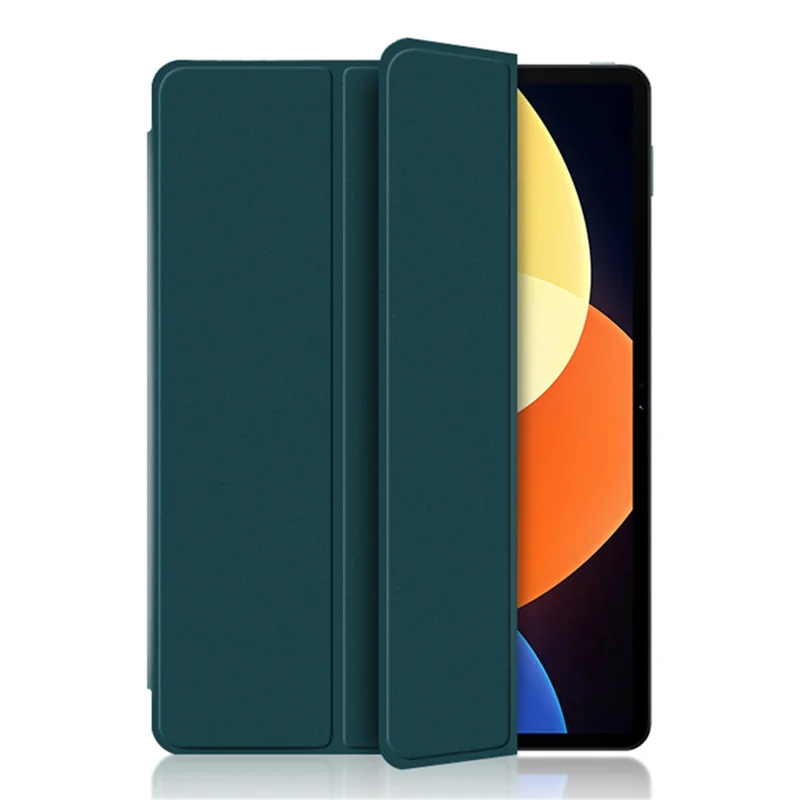 Pour Xiaomi Pad 5 Pro 12.4 (2022) Couverture de Flip de Flio-touch PU PU Cuir à Talon Anti-wear à L'épreuve du Cuir Avec Support Triple - Vert