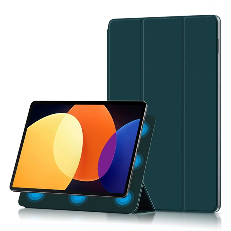 Pour Xiaomi Pad 5 Pro 12.4 (2022) Couverture de Flip de Flio-touch PU PU Cuir à Talon Anti-wear à L'épreuve du Cuir Avec Support Triple - Vert
