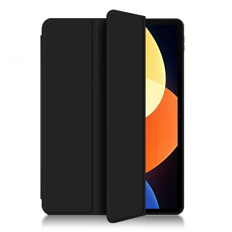 Для Xiaomi Pad 5 Pro 12,4 (2022). Хорошо Защищенная Крышка TPU+PU Cake Case Case Touch Touch Case с Трехкратной Подставкой - Черный