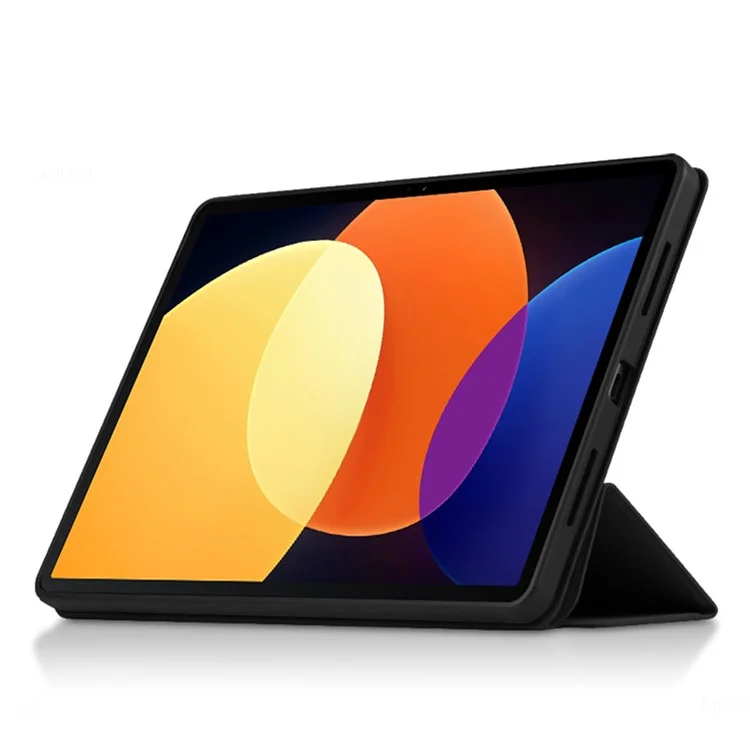Для Xiaomi Pad 5 Pro 12,4 (2022). Хорошо Защищенная Крышка TPU+PU Cake Case Case Touch Touch Case с Трехкратной Подставкой - Черный
