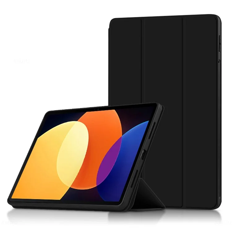Для Xiaomi Pad 5 Pro 12,4 (2022). Хорошо Защищенная Крышка TPU+PU Cake Case Case Touch Touch Case с Трехкратной Подставкой - Черный