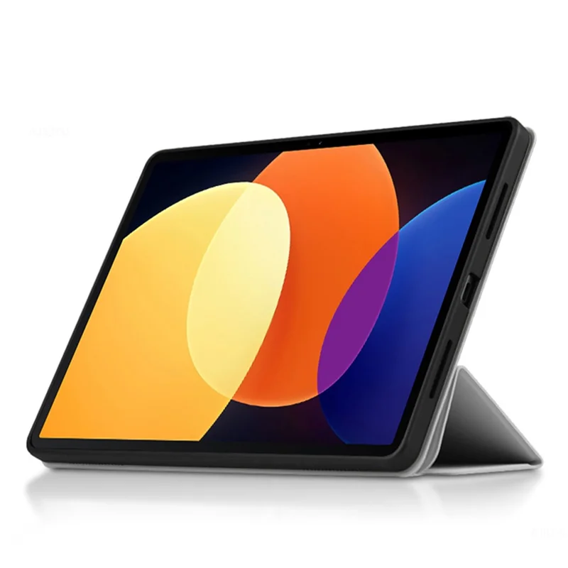 For Xiaomi Pad 5 Pro 12.4 (2022) Well-protected Flip Cover TPU+PU Leather Case Skin-touch Tablet Case with Three-fold Stand - Grey