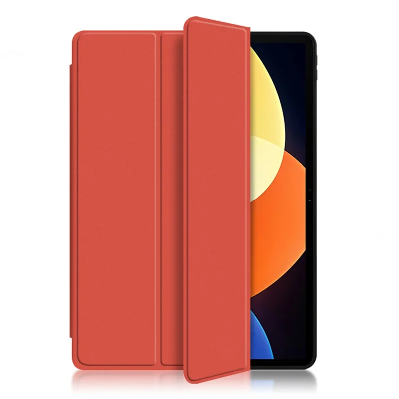For Xiaomi Pad 5 Pro 12.4 (2022) Well-protected Flip Cover TPU+PU Leather Case Skin-touch Tablet Case with Three-fold Stand - Orange