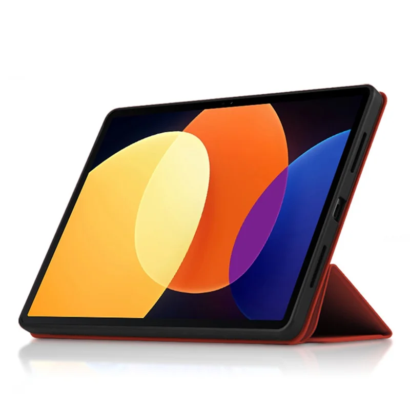 For Xiaomi Pad 5 Pro 12.4 (2022) Well-protected Flip Cover TPU+PU Leather Case Skin-touch Tablet Case with Three-fold Stand - Orange