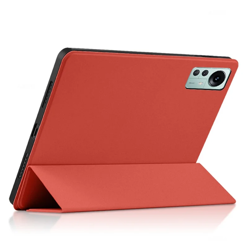For Xiaomi Pad 5 Pro 12.4 (2022) Well-protected Flip Cover TPU+PU Leather Case Skin-touch Tablet Case with Three-fold Stand - Orange