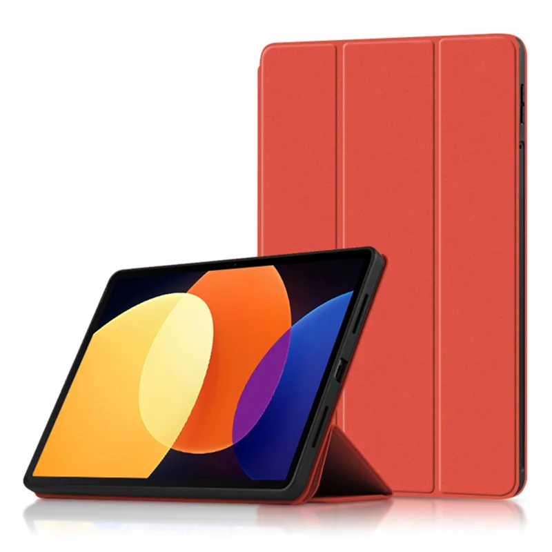 For Xiaomi Pad 5 Pro 12.4 (2022) Well-protected Flip Cover TPU+PU Leather Case Skin-touch Tablet Case with Three-fold Stand - Orange