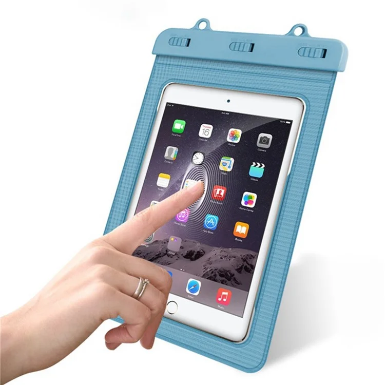 Universelle wasserdichte Tasche für Tablets unter 9 Zoll, IPX8 30m Unterwasser-Touchscreen-transparente PVC-Tablet-Schutzhülle mit Armband - Schwarz