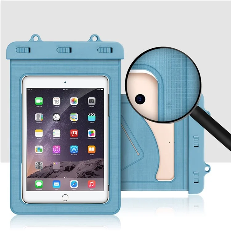 Universelle wasserdichte Tasche für Tablets unter 9 Zoll, IPX8 30m Unterwasser-Touchscreen-transparente PVC-Tablet-Schutzhülle mit Armband - Schwarz