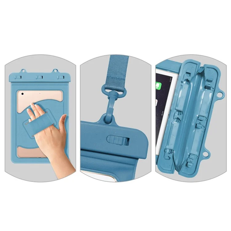 Universelle wasserdichte Tasche für Tablets unter 9 Zoll, IPX8 30m Unterwasser-Touchscreen-transparente PVC-Tablet-Schutzhülle mit Armband - Schwarz