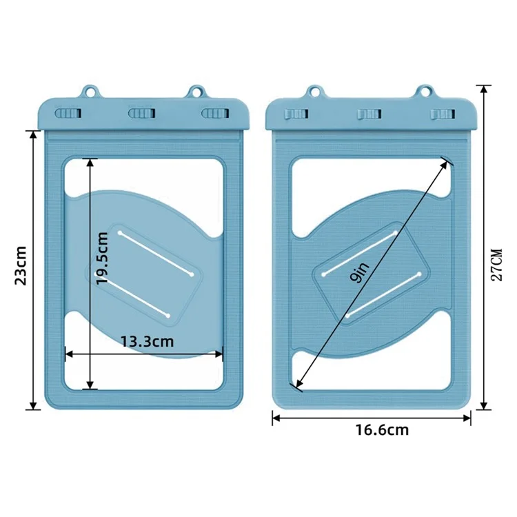 Universelle wasserdichte Tasche für Tablets unter 9 Zoll, IPX8 30m Unterwasser-Touchscreen-transparente PVC-Tablet-Schutzhülle mit Armband - Schwarz