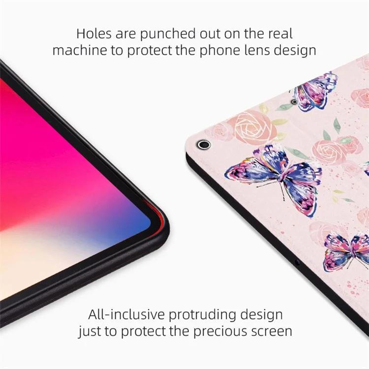 Para iPad 10.2 (2021) / (2020) / (2019) Funda a prueba de golpes Folio Flip Cover Mariposa Impresa Funda para tableta con soporte - Rosa Mariposa